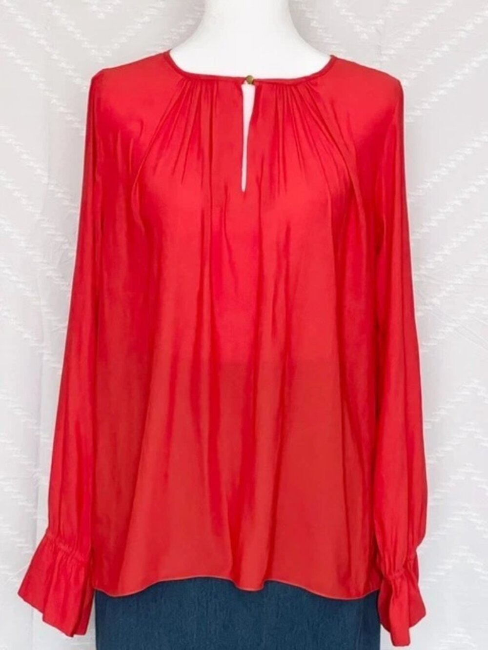 H&M Red Coral Flowy Professional Office Work Blouse Wear with Jeans - Size US 2